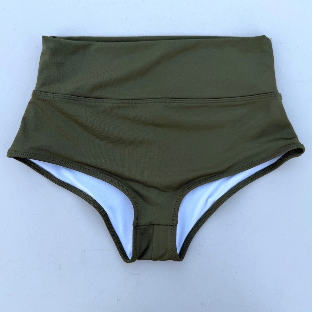 PINK Victoria's Secret Active High Waist Shortie Bikini Bottom Olive Green Small